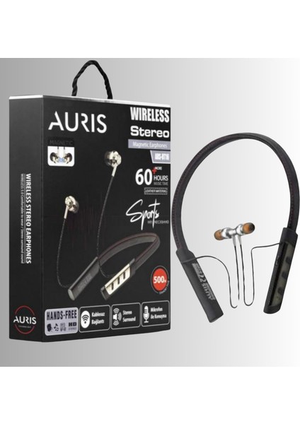 Kulak Iç Magnet Uçlu Deri Boyun Bantlı Bluetooth Kulaklık
