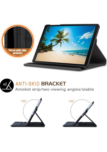 Samsung Galaxy Tab A7 Lite Kılıf 360 Derece Dönebilen Yatay ve Dikey Standlı Deri Kılıf + 9h Tam Kaplayan Nano Ekran Koruyucu