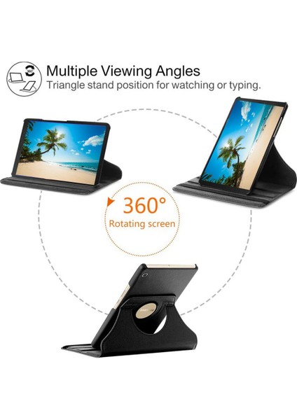Samsung Galaxy Tab A7 Lite Kılıf 360 Derece Dönebilen Yatay ve Dikey Standlı Deri Kılıf + 9h Tam Kaplayan Nano Ekran Koruyucu