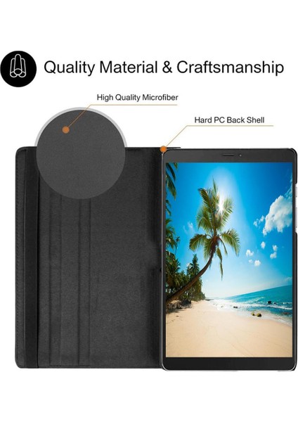 Samsung Galaxy Tab A7 Lite Kılıf 360 Derece Dönebilen Yatay ve Dikey Standlı Deri Kılıf + 9h Tam Kaplayan Nano Ekran Koruyucu