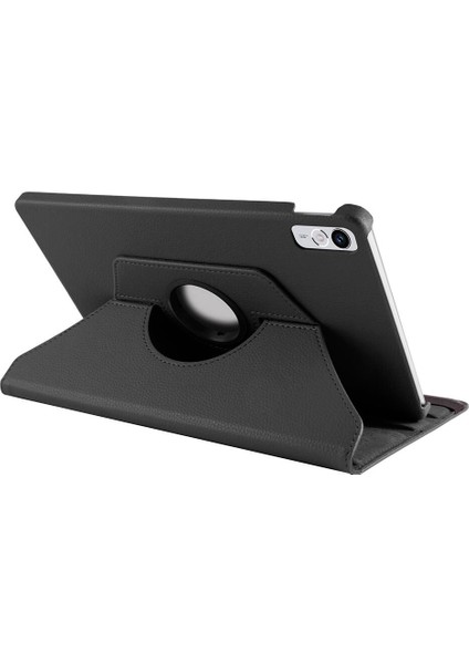 Lenovo Tab P11 TB350FU 11.5 Inç 360 Derece Dönebilen Yatay ve Dikey Standlı Deri Kılıf + 9h Tam Kaplayan Nano Ekran Koruyucu