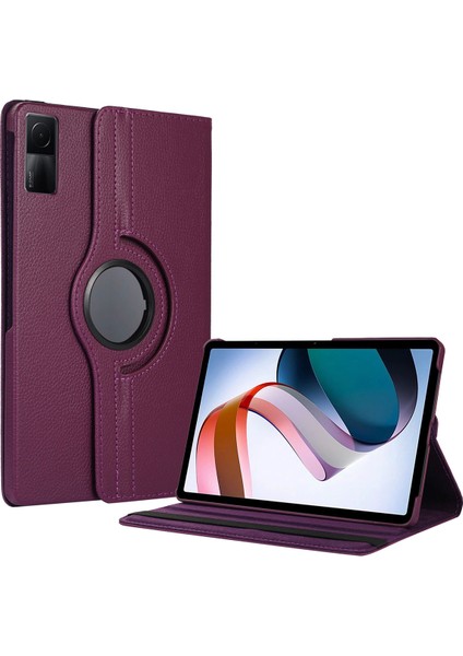 Xiaomi Redmi Pad 10.6 Inç Kılıf 360 Derece Dönebilen Yatay ve Dikey Standlı Deri Kılıf + 9h Tam Kaplayan Nano Ekran Koruyucu
