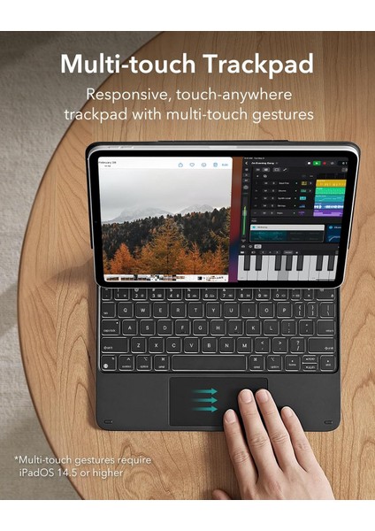 Apple iPad Pro 13 Inç M4 (2024) LED Aydınlatmalı Touchpadli Manyetik Kapaklı Bluetoothlu Magic Klavyeli Kılıf A2925 A2926