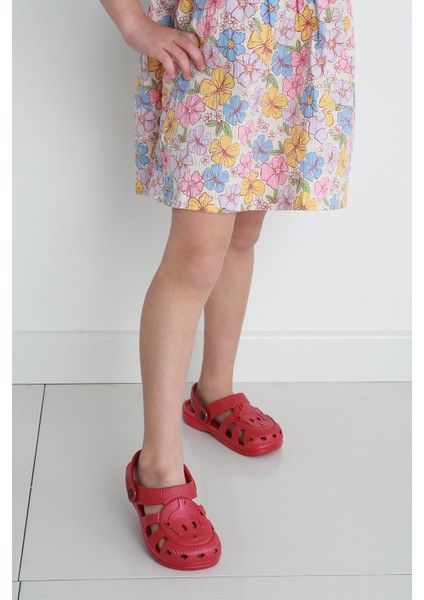 Unisex Çocuk Terlik Maymun Desenli Kaymaz Taban Yazlık Terlik - Kırmızı fırsatları