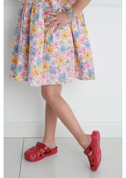 Unisex Çocuk Terlik Maymun Desenli Kaymaz Taban Yazlık Terlik - Kırmızı indirimleri