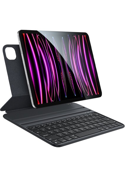 Apple iPad Pro 11 Inç 3. Nesil (2021) LED Aydınlatmalı Manyetik Kapaklı Bluetoothlu Magic Klavyeli Kılıf A2377 A2459 A2301