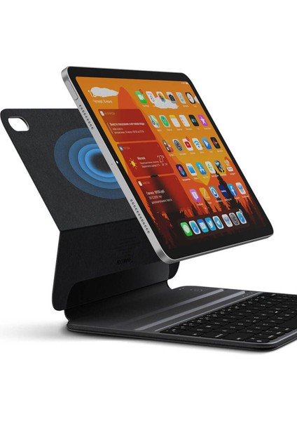 Apple iPad Air 11 6. Nesil (2024) LED Aydınlatmalı Manyetik Kapaklı Bluetoothlu Magic Klavyeli Kılıf A2902 A2903