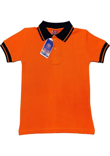 Siyah Çizgi Yaka Turuncu Kısa Kol Lakos T-Shirt 14-15 Yaş