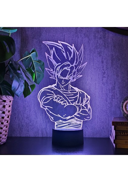 Lerad-Lazer Art Goku Saiyan Dragon Ball Z Gece Lambası. 16 Renk+ Dokunmatik ve Uzaktan Kumandalı Işık. Hediye Olarak Mükemmeldir.