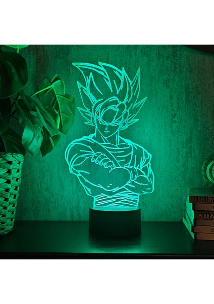 Lerad-Lazer Art Goku Saiyan Dragon Ball Z Gece Lambası. 16 Renk+ Dokunmatik ve Uzaktan Kumandalı Işık. Hediye Olarak Mükemmeldir.