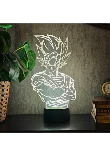 Lerad-Lazer Art Goku Saiyan Dragon Ball Z Gece Lambası. 16 Renk+ Dokunmatik ve Uzaktan Kumandalı Işık. Hediye Olarak Mükemmeldir.