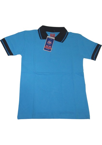 Mavi Kısa Kol 6-16 Yaş Çocuk Okul Lakos T-Shirt/t-Shirt - 12-13 Yaş