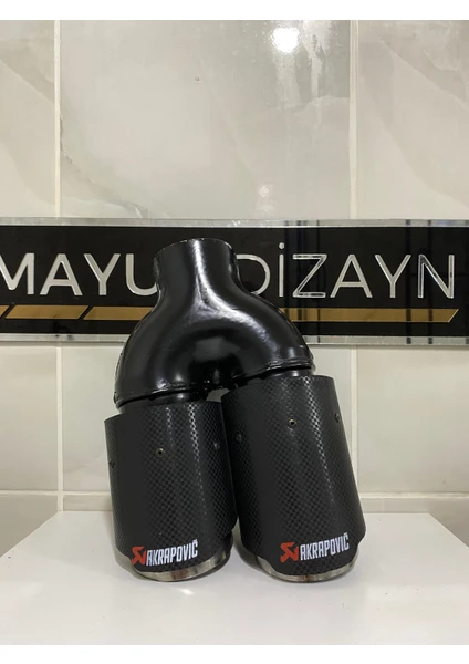 Mayuk Dizayn Akrapovic 76MM Çiftli Içi Krom Sol Taraf Her Araca Uyumlu Egzoz Ucu