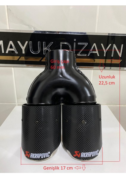 Akrapovic 76MM Krom Çiftli Eşit Egzoz Ucu Her Araca Uyumlu 1 Adet