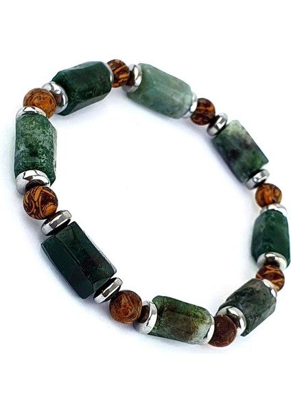 Yeşim Hematit taşlı Kuka detaylı tasarım doğal taş bileklik fiyatları