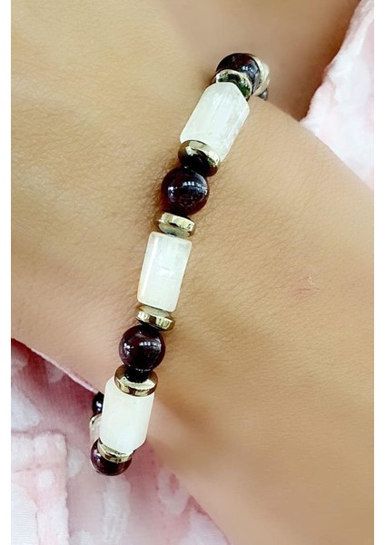 Sitrin granat ve hematit Taşlı Tasarım El İşi doğal taş bileklik