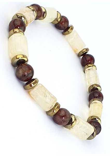 Sitrin granat ve hematit Taşlı Tasarım El İşi doğal taş bileklik fiyatları