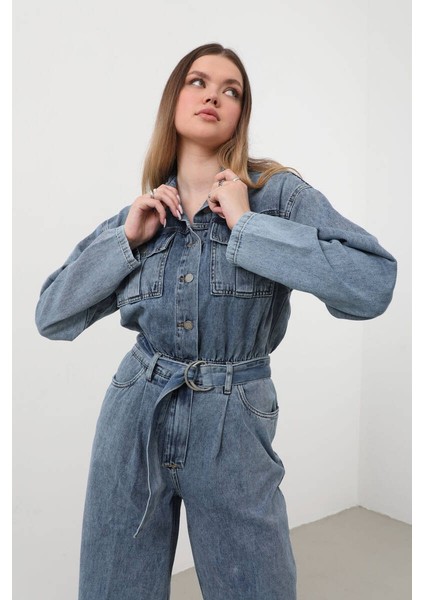 Banny Jeans Kadın Oversize Jean Tulum Mavi