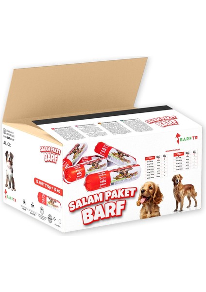 Mix Barf 10 kg 770 gr Salam Paket Tekli Ambalajlarda Köpek Maması