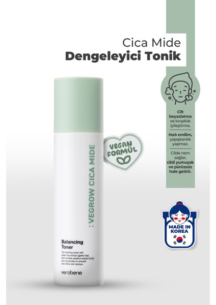 Vegrow Cica Mide Balancing Toner Arındırıcı Dengeleyici Vegan Yeşil Çay Özlü Tonik Kore 150ml fiyatları