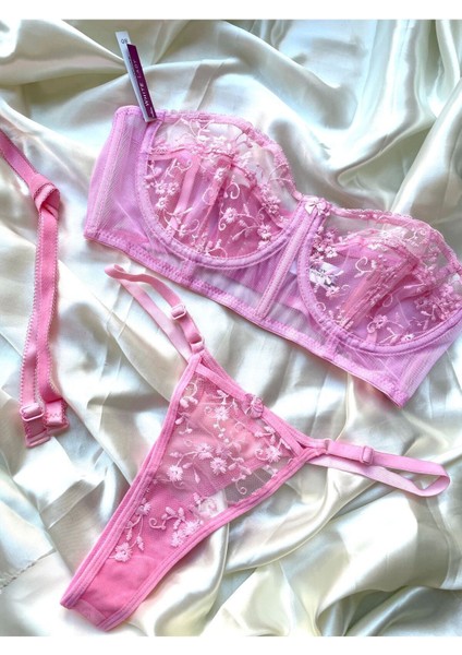 Güpürlü Dantelli Pembe Bralet Takım fırsatları