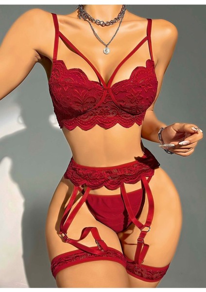 Sialess Lingerie Şık Zarif Açık Kadın Dantel  Gecelik - J-3120