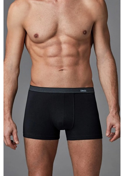 Siyah Compact Penye Boxer Erkek Düz Desenli Esnek Rahat Paça Tipi