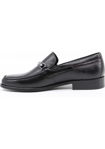 Deri Loafer Siyah Floter Deri Klasik Erkek Ayakkabı 02105