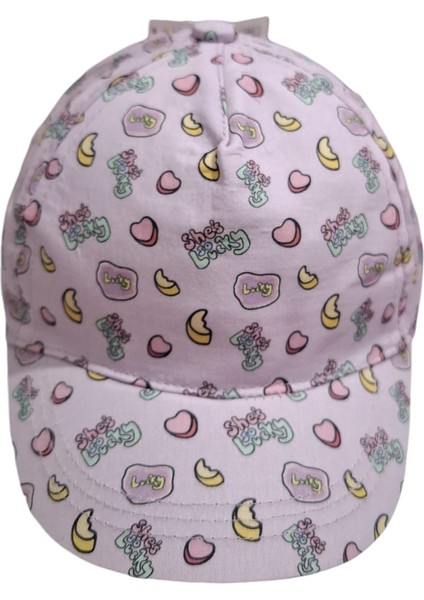Kitti 1-3 Yaş Kız Çocuk Lila Renk Desenli Yazlık Şapka