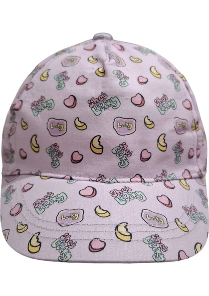 Kitti 1-3 Yaş Kız Çocuk Lila Renk Desenli Yazlık Şapka