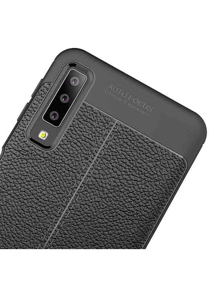 Samsung Galaxy A7 2018 Uyumlu Kılıf Deri Silikon Yüzey Darbe Korumalı Soft Yapı Case Cover Çiziklerden Kirden ve Darbeden Korumalı Kılıf