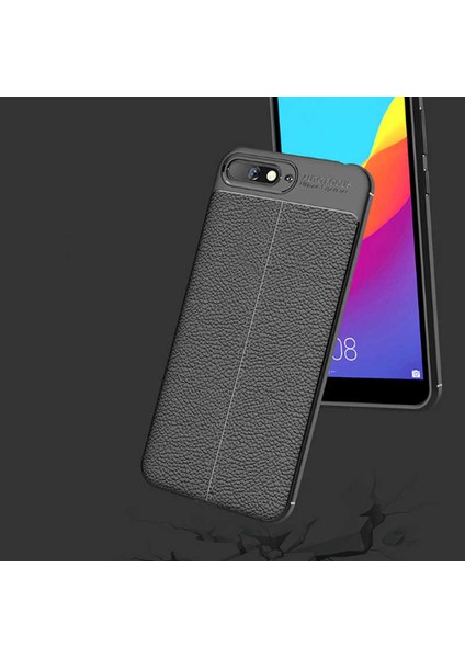 Huawei Y6 2018 Uyumlu Kılıf Deri Silikon Yüzey Darbe Korumalı Soft Yapı Case Cover Çiziklerden Kirden ve Darbeden Korumalı Kılıf