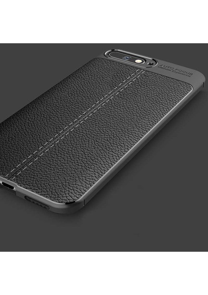 Huawei Y6 2018 Uyumlu Kılıf Deri Silikon Yüzey Darbe Korumalı Soft Yapı Case Cover Çiziklerden Kirden ve Darbeden Korumalı Kılıf