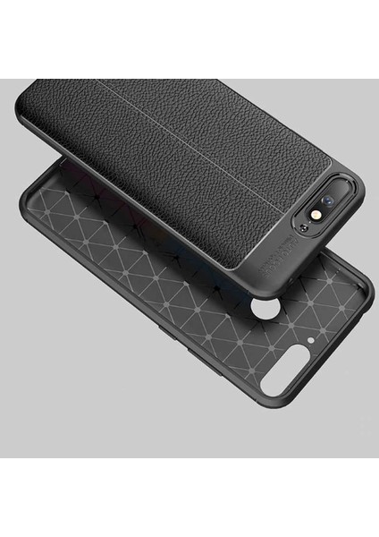 Huawei Y6 2018 Uyumlu Kılıf Deri Silikon Yüzey Darbe Korumalı Soft Yapı Case Cover Çiziklerden Kirden ve Darbeden Korumalı Kılıf