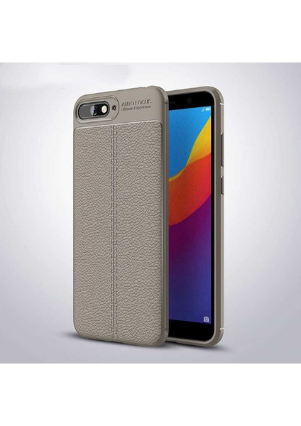 Huawei Y6 2018 Uyumlu Kılıf Deri Silikon Yüzey Darbe Korumalı Soft Yapı Case Cover Çiziklerden Kirden ve Darbeden Korumalı Kılıf