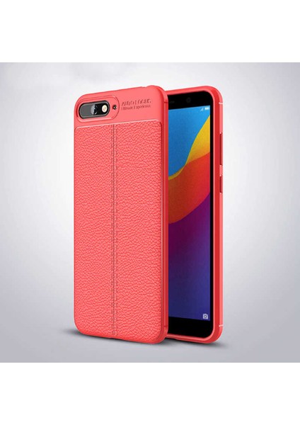 Huawei Y6 2018 Uyumlu Kılıf Deri Silikon Yüzey Darbe Korumalı Soft Yapı Case Cover Çiziklerden Kirden ve Darbeden Korumalı Kılıf