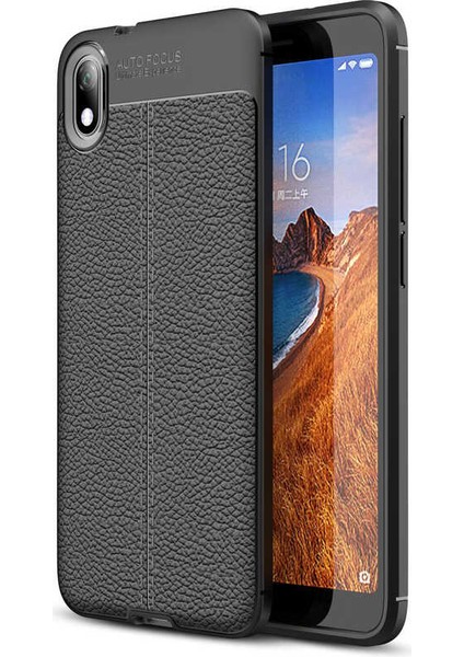 Xiaomi Redmi 7A Uyumlu Kılıf Deri Silikon Yüzey Darbe Korumalı Soft Yapı Case Cover Çiziklerden Kirden ve Darbeden Korumalı Kılıf