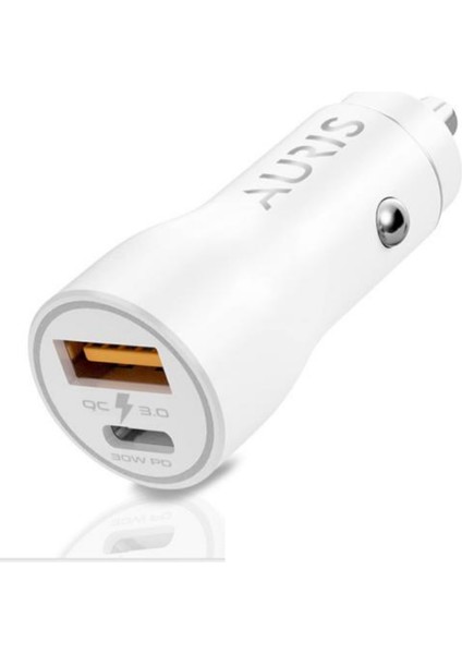 30W Usb-C + USB Çıkışlı Hızlı Oto Şarj Başlığı