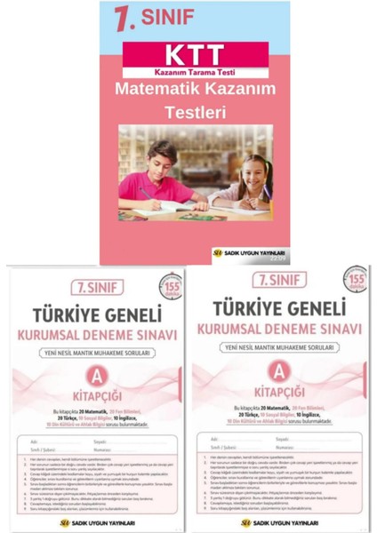 7. Sınıf Matematik Kazanım Tesleri + 2 Adet Kurumsal Deneme Sınavı