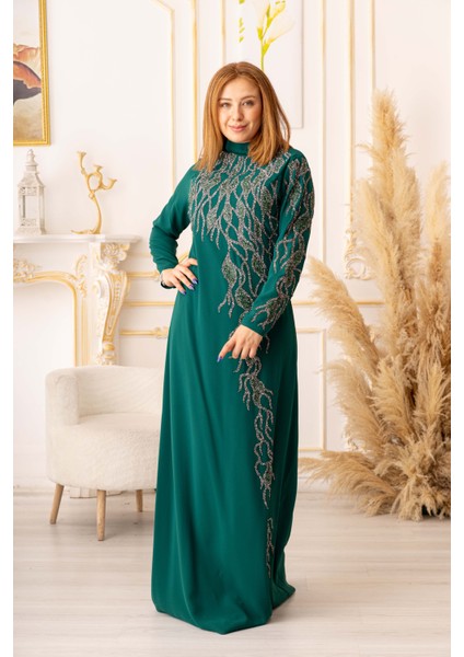 Balık Model Taş Detaylı Krep Kumaş Tesettür Abiye (K5015) fiyatları