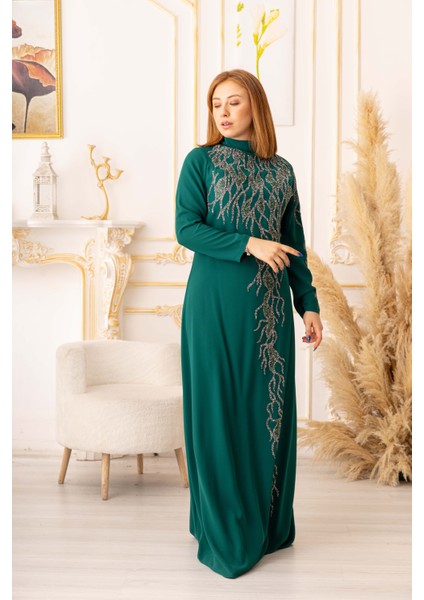 Balık Model Taş Detaylı Krep Kumaş Tesettür Abiye (K5015) modelleri