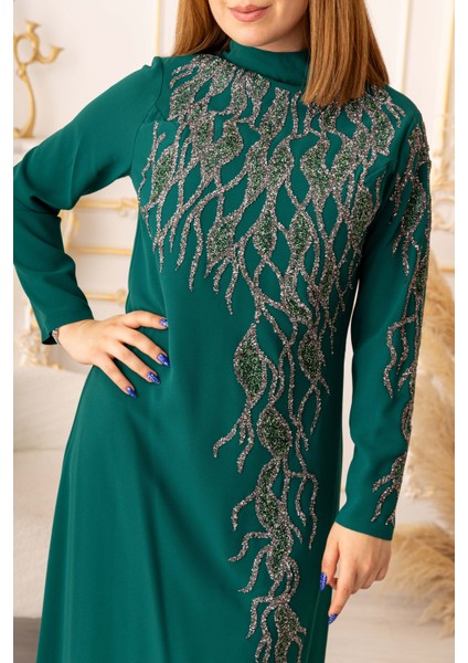 Balık Model Taş Detaylı Krep Kumaş Tesettür Abiye (K5015) indirimleri