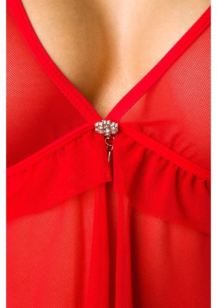 Likralı Tül Kırmızı Gecelik - G-5032 fiyatları