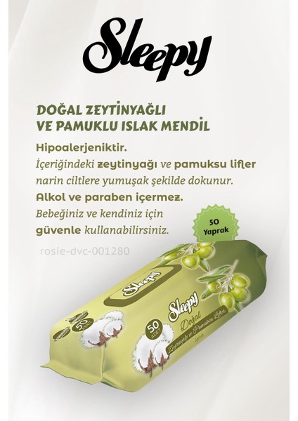16 Al 14 Öde Sleepy Doğal Zeytinyağlı ve Pamuklu Islak Bebek Havlusu 50'li ve Rosıe