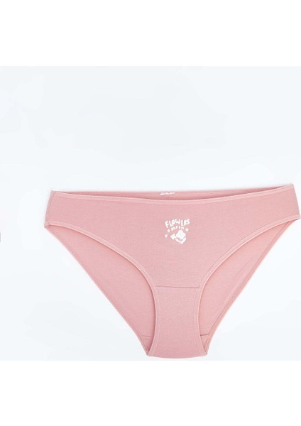 Mat Pembe Baskılı Kadın Bikini Külot 3'lü Paket