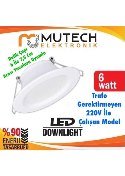 10 Adet 6 Watt / 6W LED Spot Lamba Beyaz Kasa + Beyaz Işık 1 Yıl Garantili