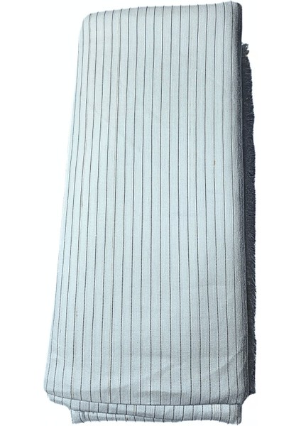Kırık Beyaz Renk Gabardin Keten Kumaş - Likralı - Siyah Çizgili - (120 Cm X 120 Cm) - 280 Gr/M fırsatları