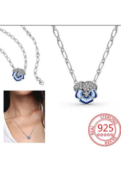 Poseidons Jewellery Mavi Menekşe Kolye Tarz