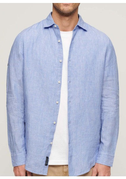 Normal Açık Mavi Düz Erkek Gömlek M4010607AFZY_STUDIOS Casual Lınen L fiyatları