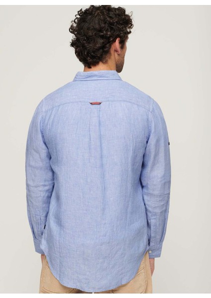 Normal Açık Mavi Düz Erkek Gömlek M4010607AFZY_STUDIOS Casual Lınen L modelleri